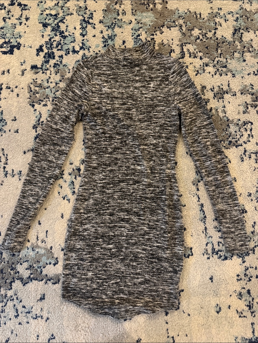 Express Marled Black & White Long Sleeve Mini Dress